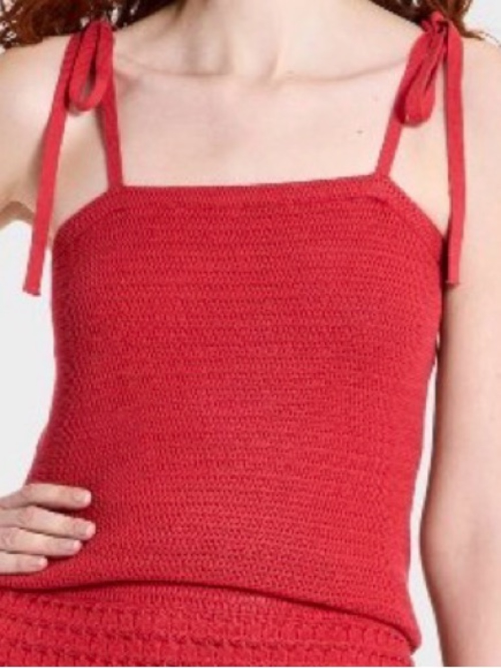 Universal Thread Red Knit Tie-Shoulder Tank